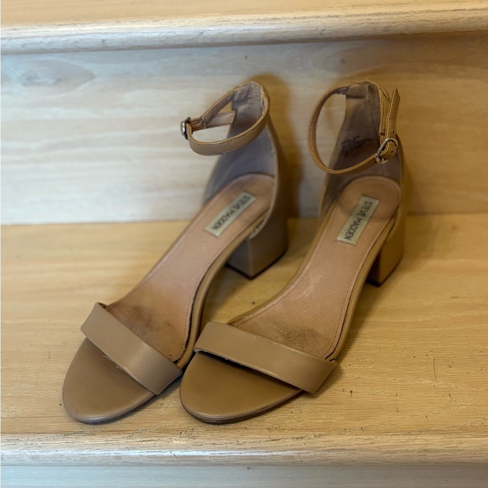 Steve Madden Beige Ankle Strap Heels